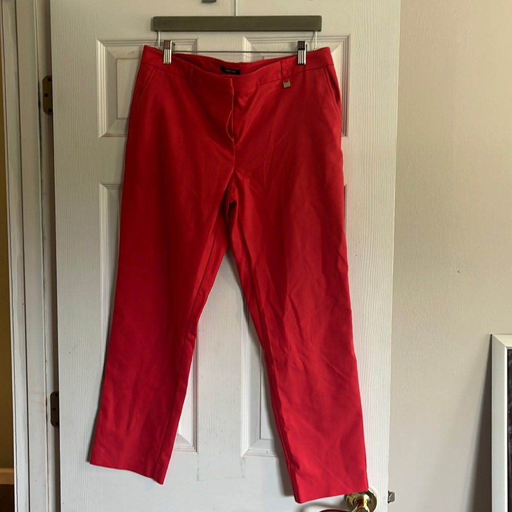 Stretch orange/salmon pants-sz. 10-62% cotton, 33% nylon, 5% elastane
